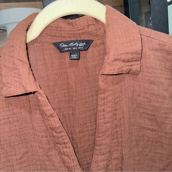 Miss Selfridge romper chocolate brown onesie muslin ASOS short sleeve buttons - Picture 3 of 8